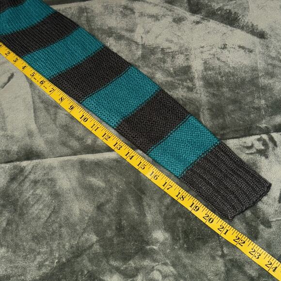 Arizona Cardigan Sweater Women's Medium Teal Gray Striped Long Sleeve Y2K NWT - Picture 7 of 8